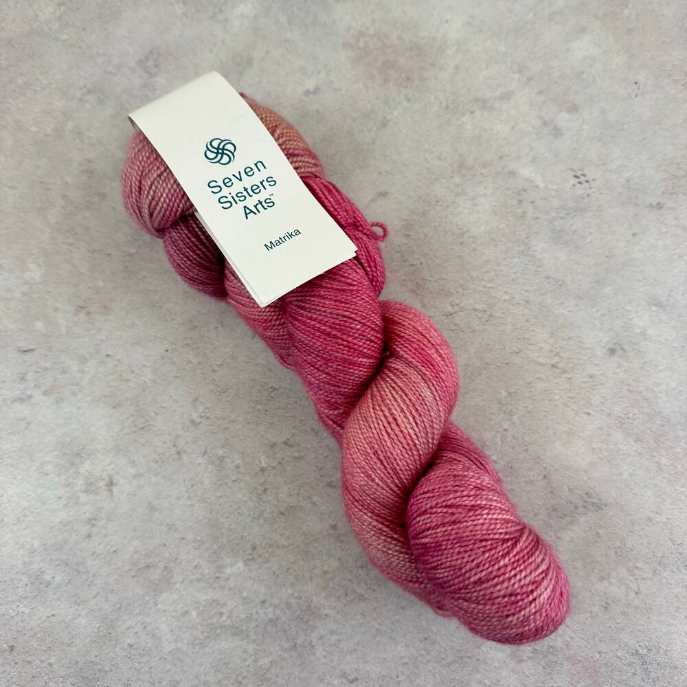 Destash Hand Dyed Seven Sisters Art Matrika Yarn Pink Hibiscus Merino Silk 400yd